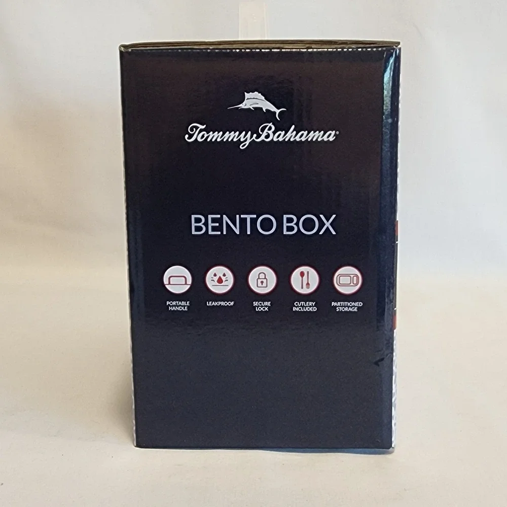 Tommy Bahama Bento Box Blue Multi Tier Leakproof Lunch Box with Cutlery INV01009